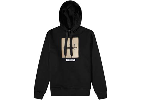 Burberry Owie Label Logo Hoodie Black Men's 